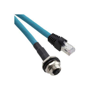 M12 vrouwelijk chassisdeel naar RJ45 Industrial Ethernet